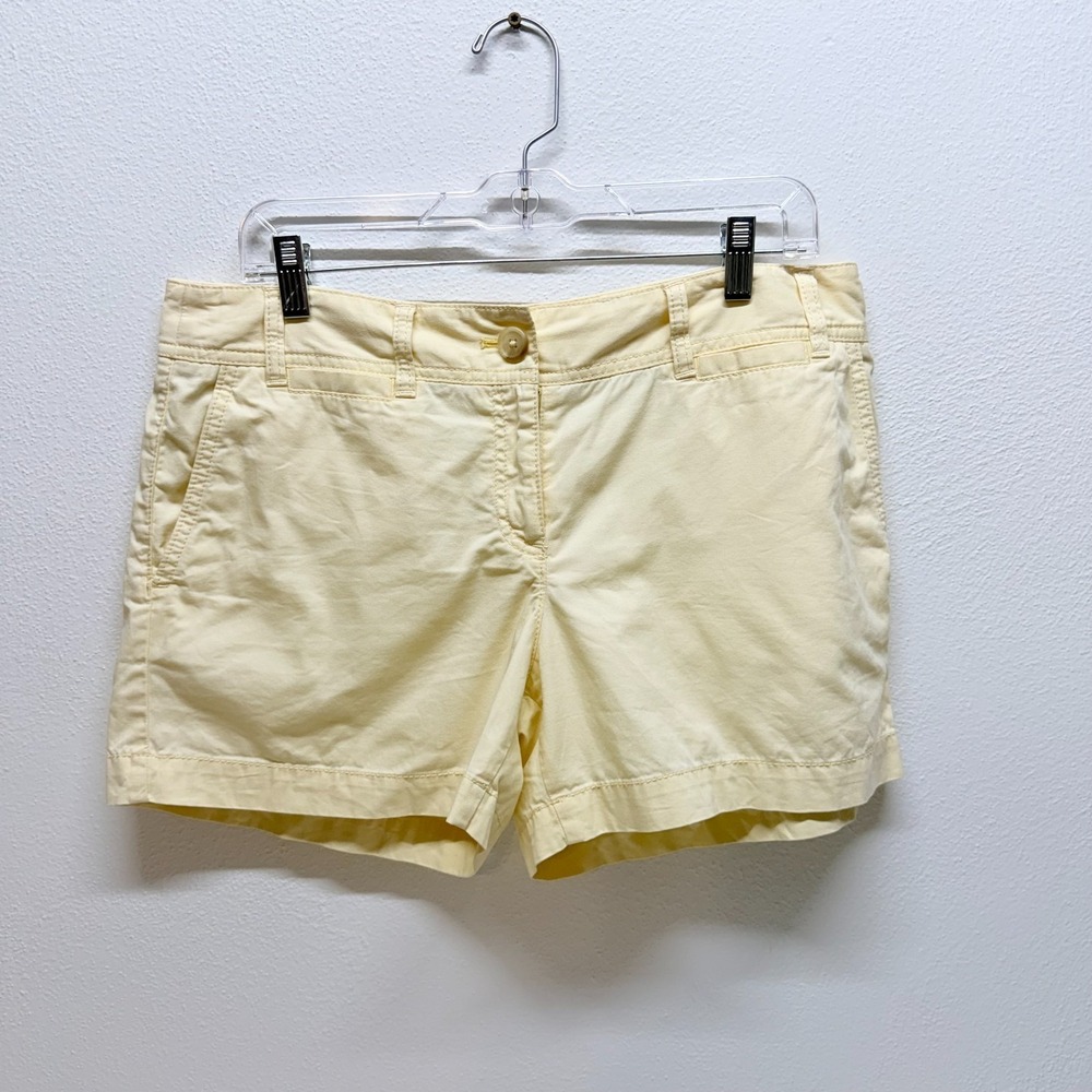 LOFT Womens Mid Rise Cotton Preppy Clean Girl Chino Butter Yellow Shorts Size 8